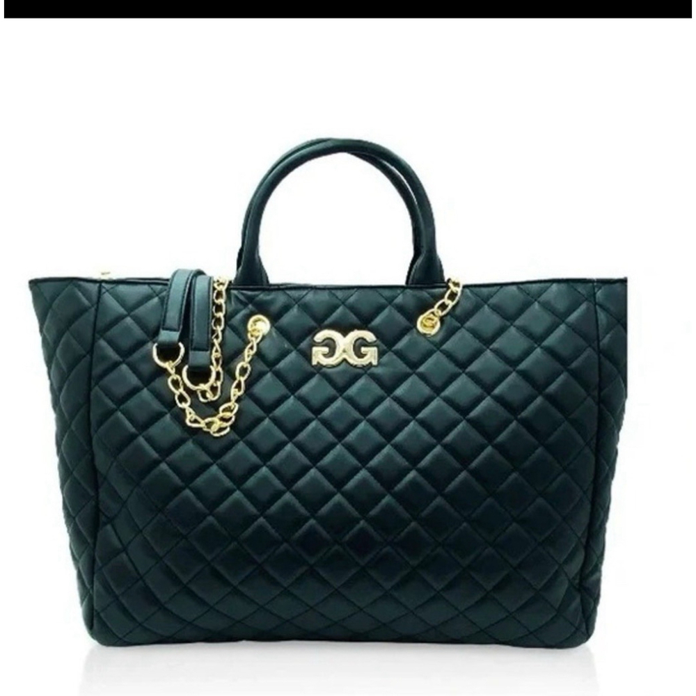 Gilda Paris NWT Black Quilted "G" Logo Quilted Tote MSRP $199 - Picture 3 of 14